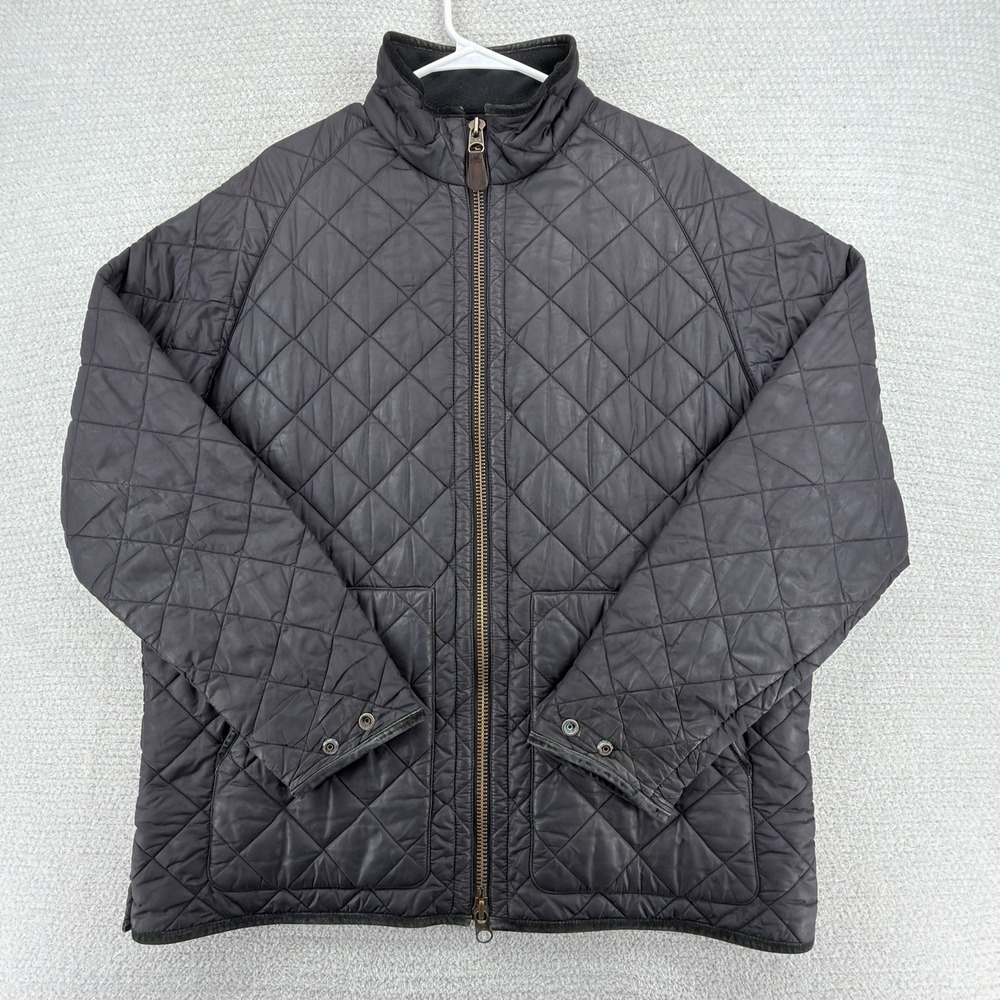 Polo Ralph Lauren Jacket Mens XL Black Quilted Full Zip Fleece Lined Distressed